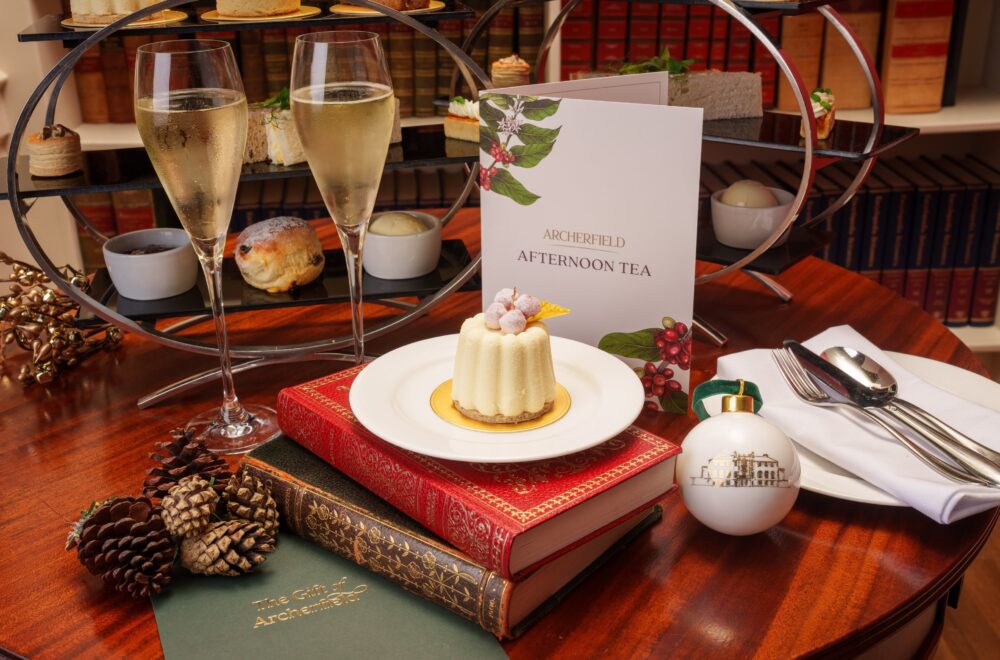 Afternoon tea with gift voucher, champagne and Christmas bauble, Archerfield.